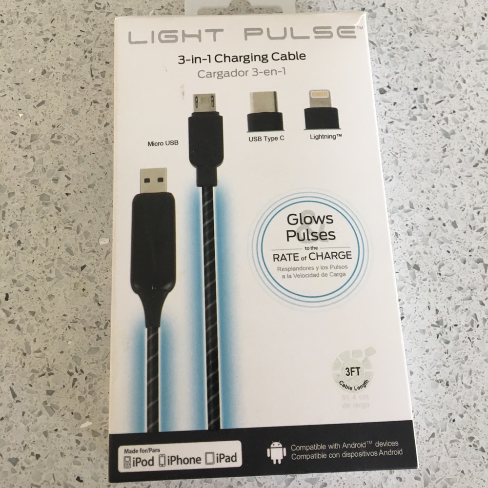 Pilot Light Pulse 3 in 1 Charging Cable Light up